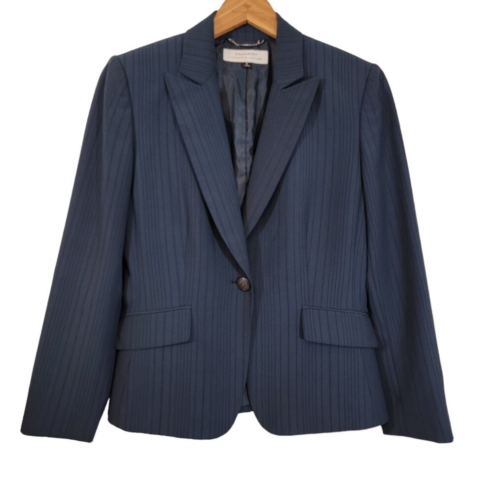 Tahari Arthur S. Levine Blazer Career Casual Lined Blue Womens Size 8 EUC